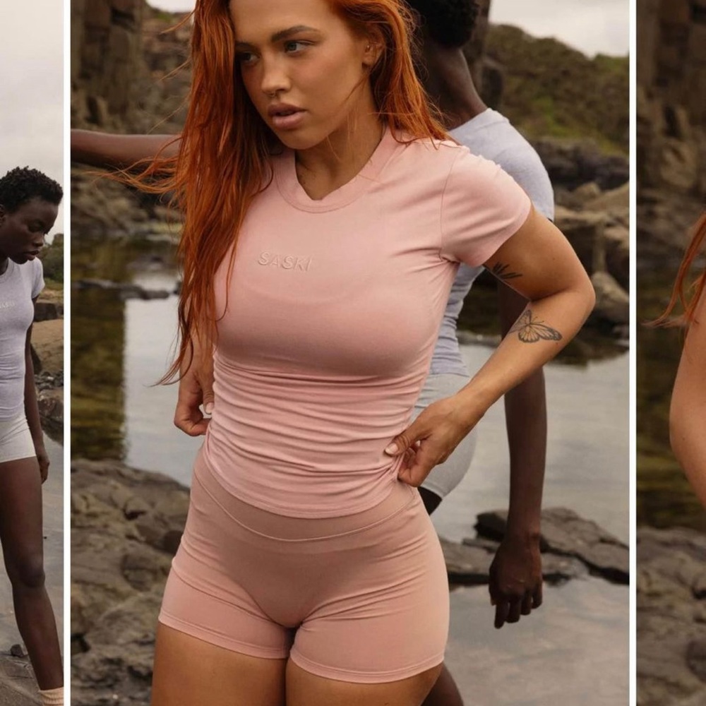 SASKI DUSTY PINK FITTED GYM TEE